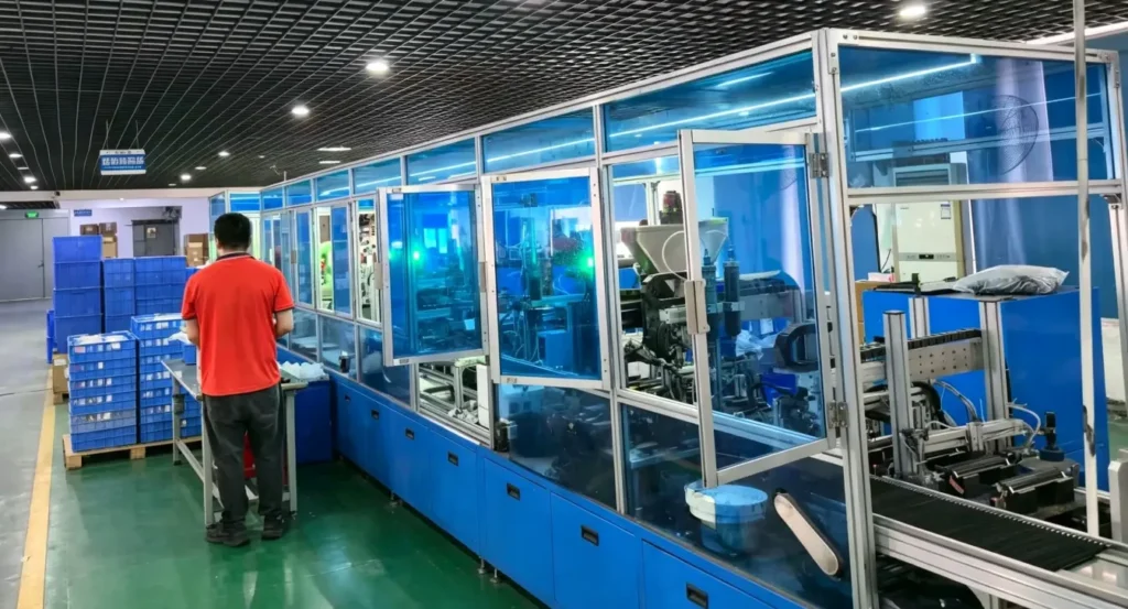 fully automated toner cartridge production workshop with advanced manufacturing lines.