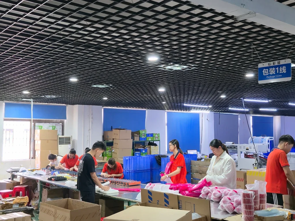 professional packaging assembly line for toner cartridges and printing consumables.