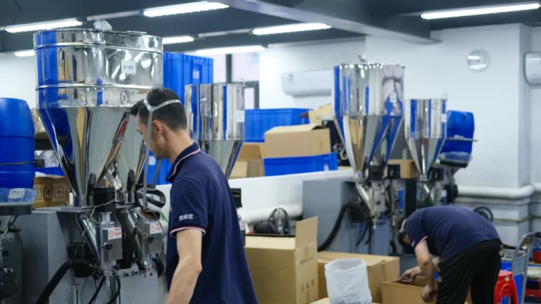 toner filling workshop with professional production equipment.