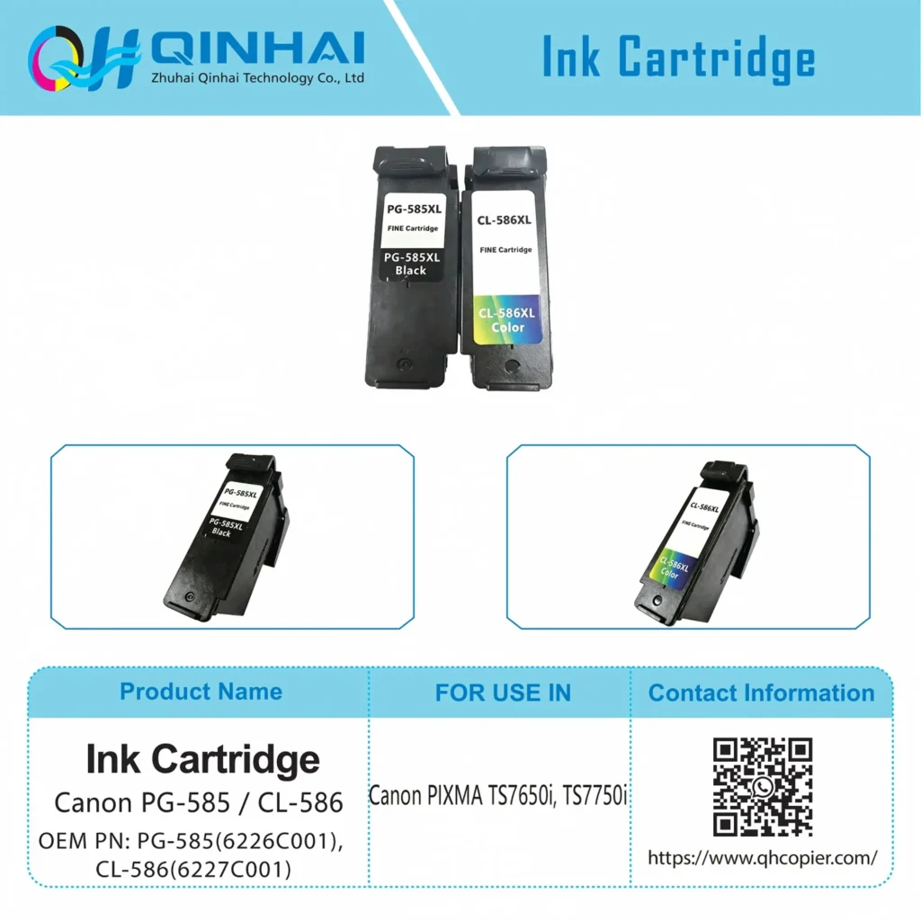 canon pg 585 black / cl 586 tri color ink cartridge oem code: pg 585(6226c001), cl 586(6227c001)