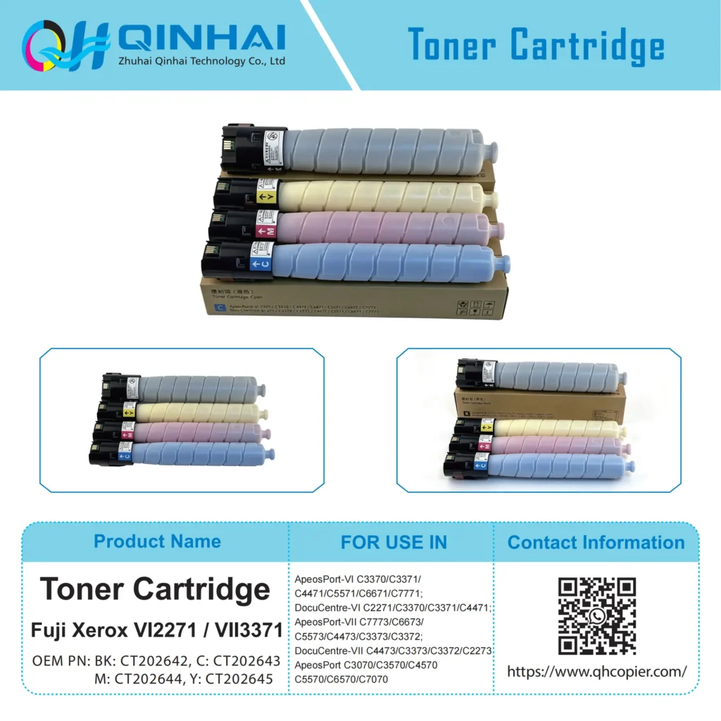 fuji xerox vi2271 / vii3371 color toner cartridge bk: ct202642, c: ct202643, m: ct202644, y: ct202645