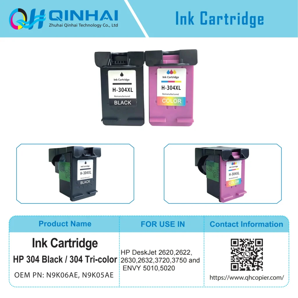 hp 304 black / 304 tri color ink cartridge oem code: n9k06ae (304 black), n9k05ae (304 tri color)