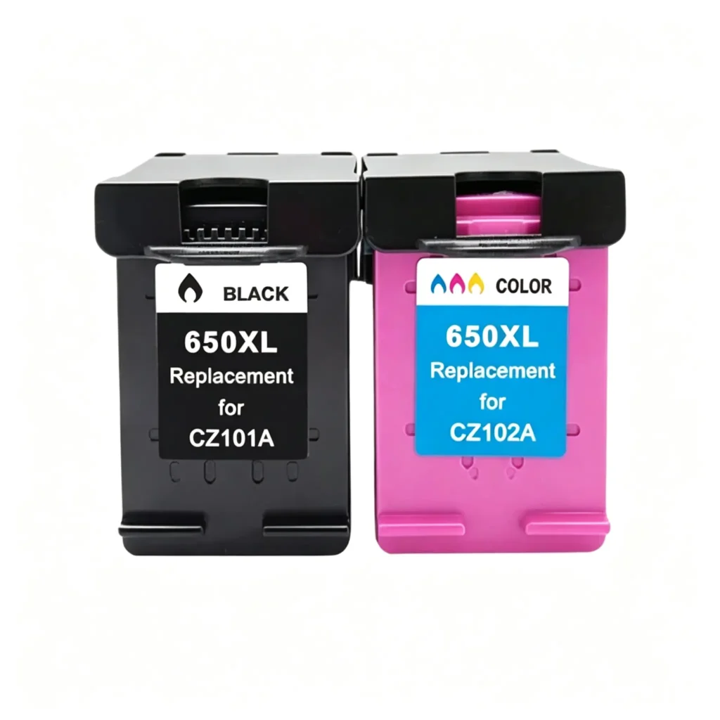 hp 650 black / 650 tri color ink cartridge oem code: cz101ae (650 black), cz102ae (650 tri color)