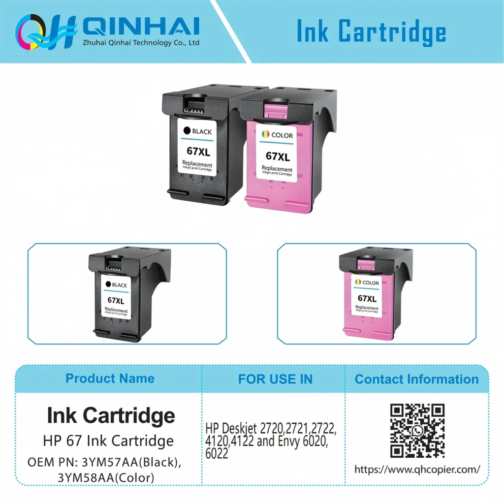 hp 67 black & tri color ink cartridge oem code: 3ym57aa(black), 3ym58aa(color)