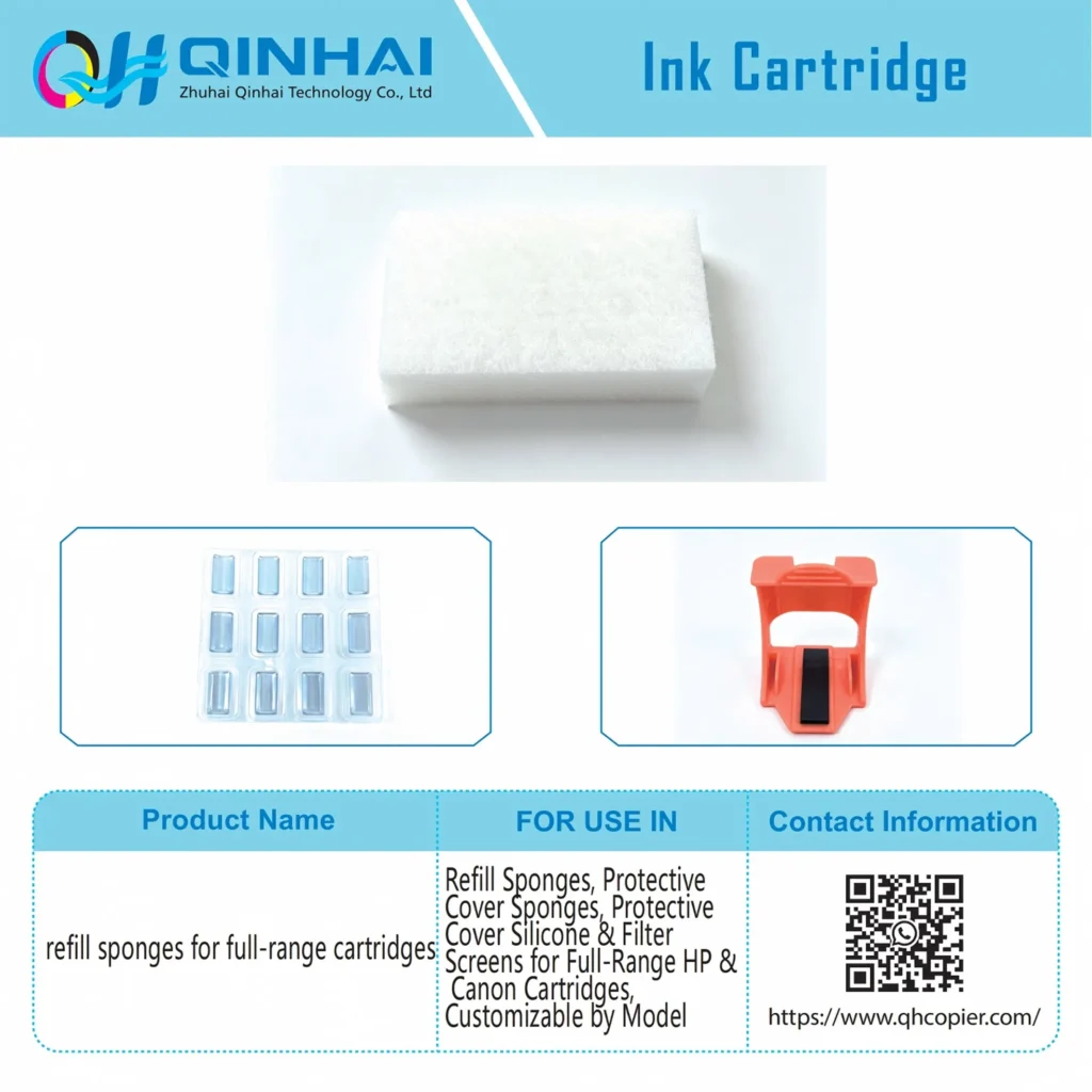 refill sponges, protective cover sponges, protective cover silicone and filter screens for the full range of hp and canon cartridges. customizable according to different models.