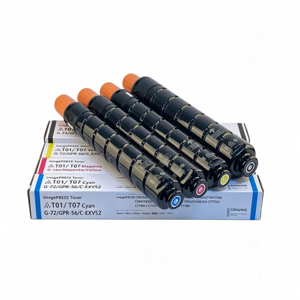 canon t01/t07/npg 72/gpr 56/c exv52 color production digital multifunction copier toner cartridge